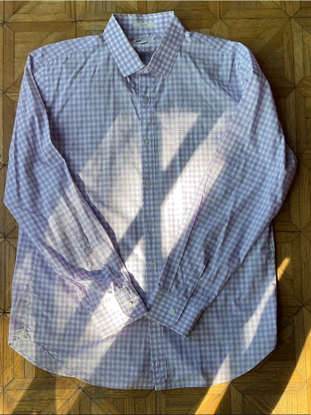J. Crew Lavender and White Gingham Dress Shirt